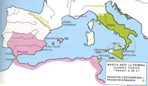 Territorios Carthagineses y Romanos en la I Guerra Púnica